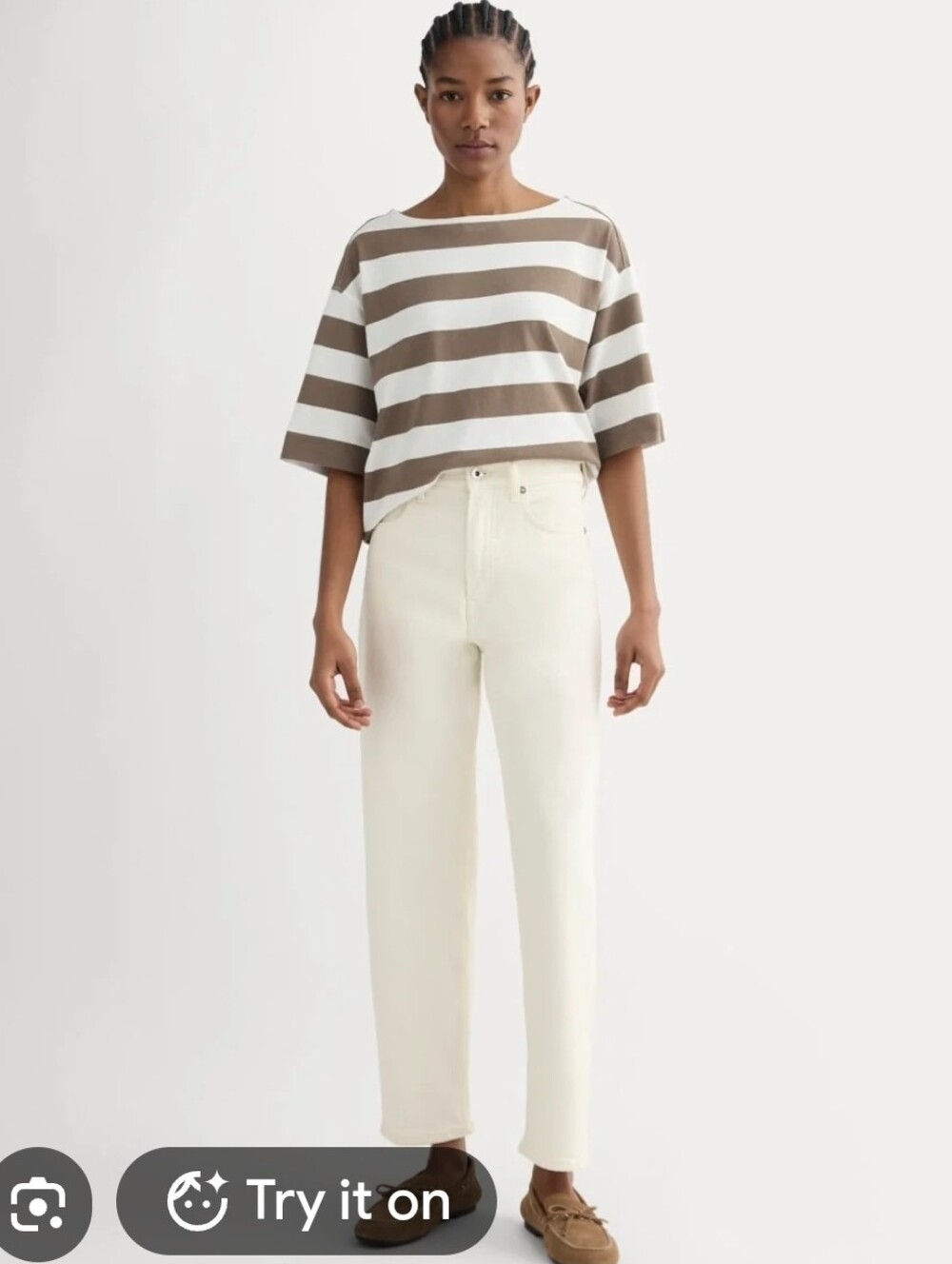 Everline Women's High-Rise Straight Jeans — Cream